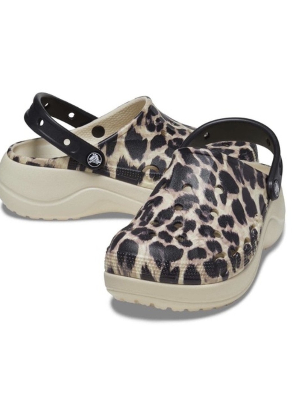 CROCS Classic Leopard Print Clog with Black Strap